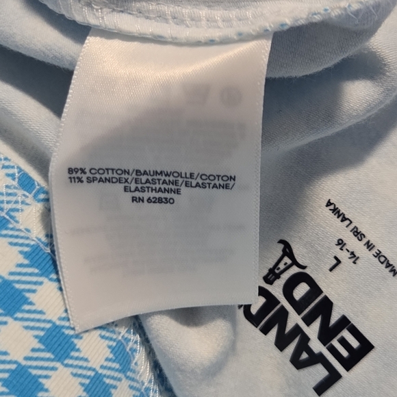 Lands End Womens Island Turquoise Gingham Print Starfish Crop Pants Size Large - Picture 4 of 10